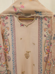 3 Piece- Pure  Sheesha Silk Embroidered Suit S115405