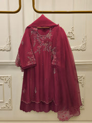 3 Piece - Embroidered Kora Silk Suit WS00414