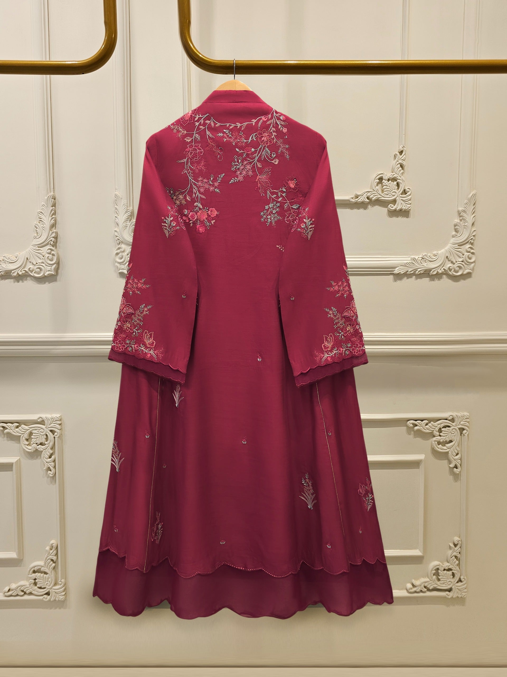 3 Piece - Embroidered Kora Silk Suit WS00414