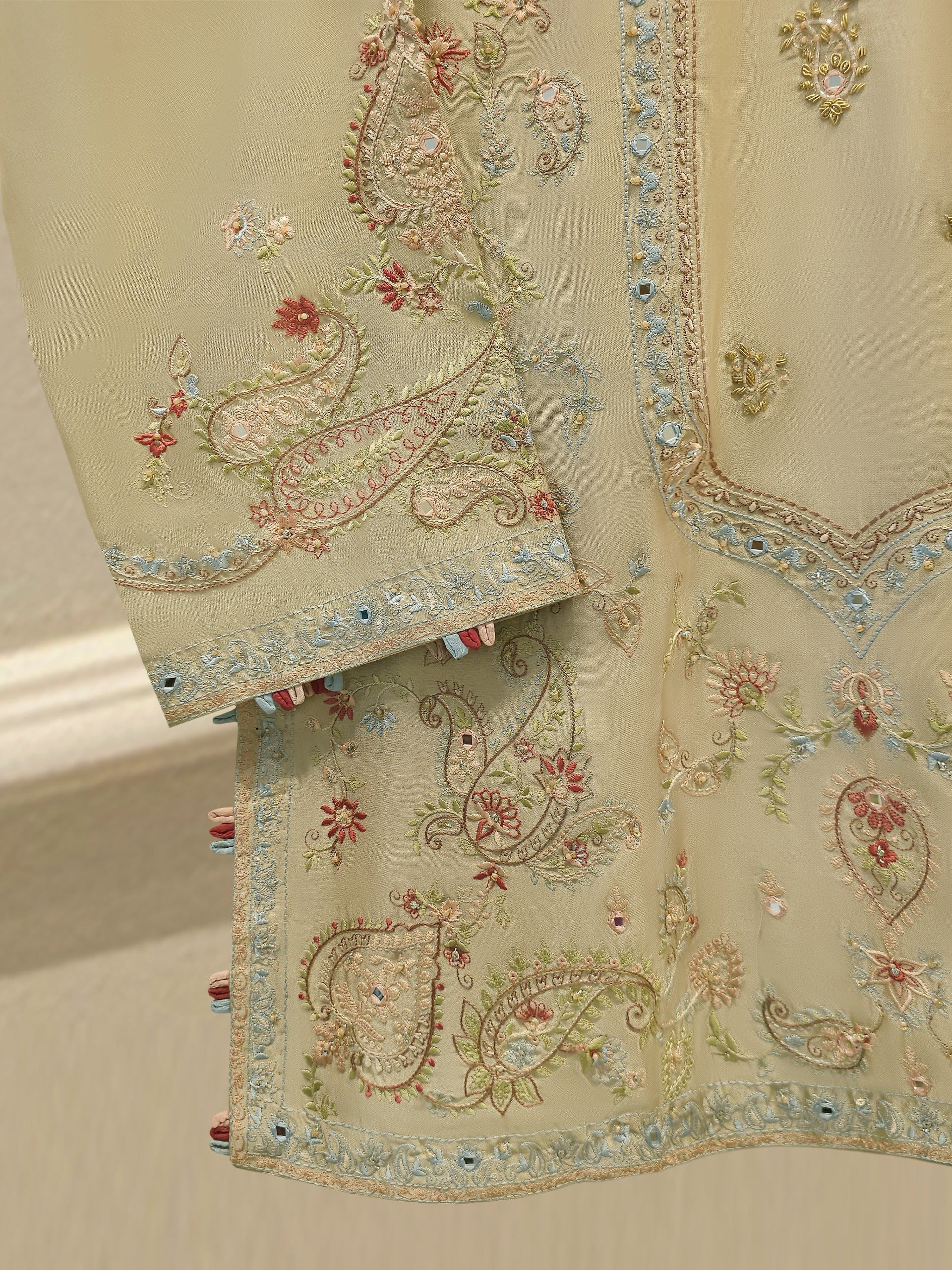 3 Piece- Pure  Sheesha Silk Embroidered Suit S115416