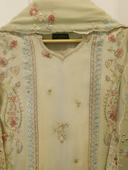 3 Piece- Pure  Sheesha Silk Embroidered Suit S115416