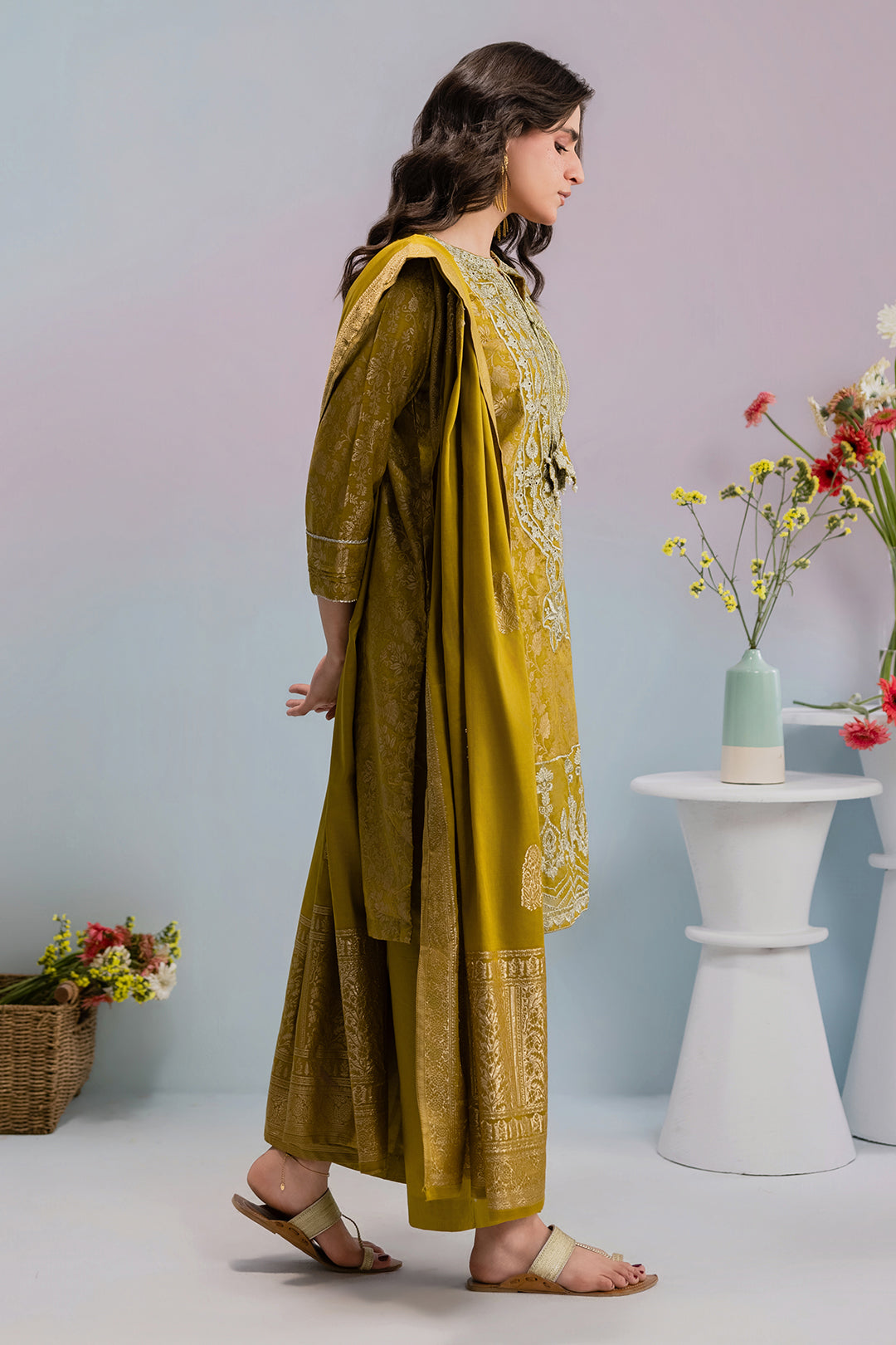 Embroidered Kurta Dupatta Trouser - 3258