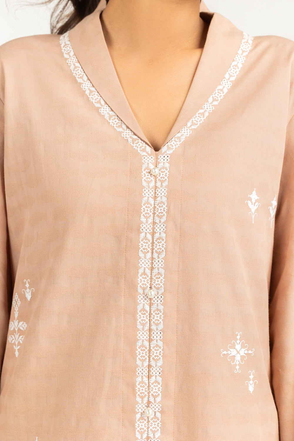 Cotton Jacquard Embroidered Co-Ord Set
