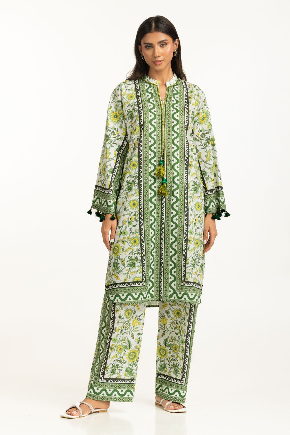 Cross Slub Printed Co-Ord Set