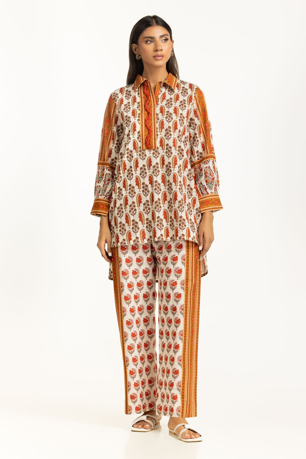 Cross Slub Printed Co-Ord Set