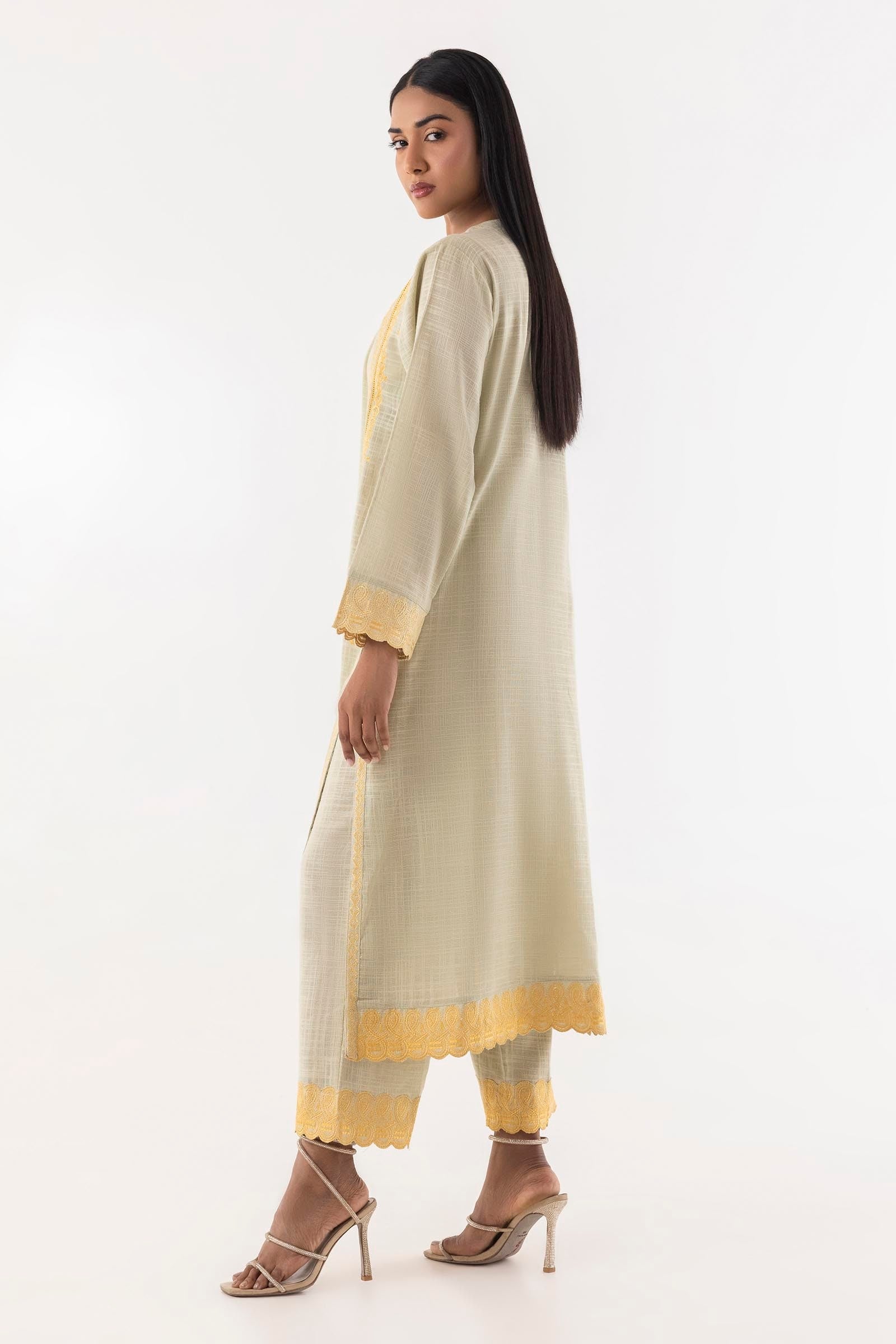 Stitched Beige Embroidered Shirt