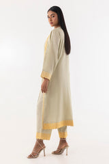 Stitched Beige Embroidered Shirt