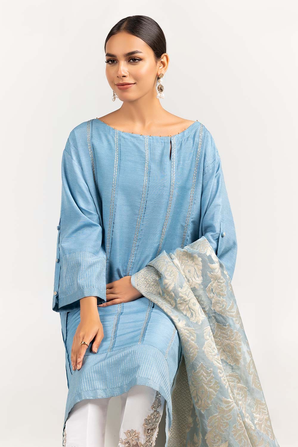 2 Piece Festive Suit Kathan Silk Kurta Jamawar Dupatta