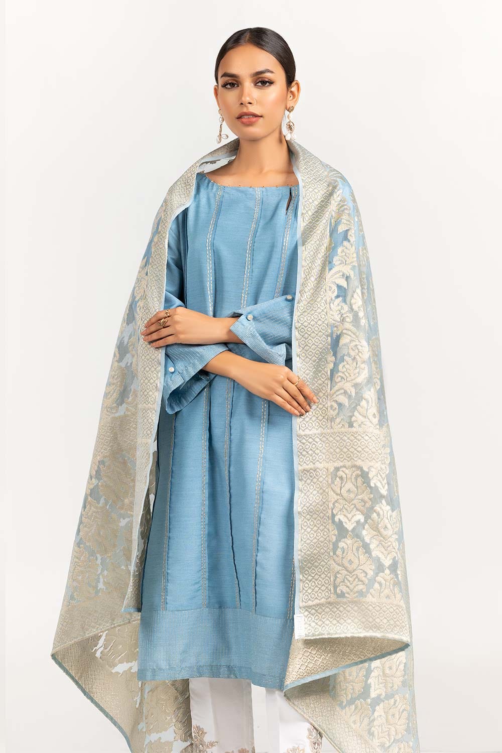 2 Piece Festive Suit Kathan Silk Kurta Jamawar Dupatta