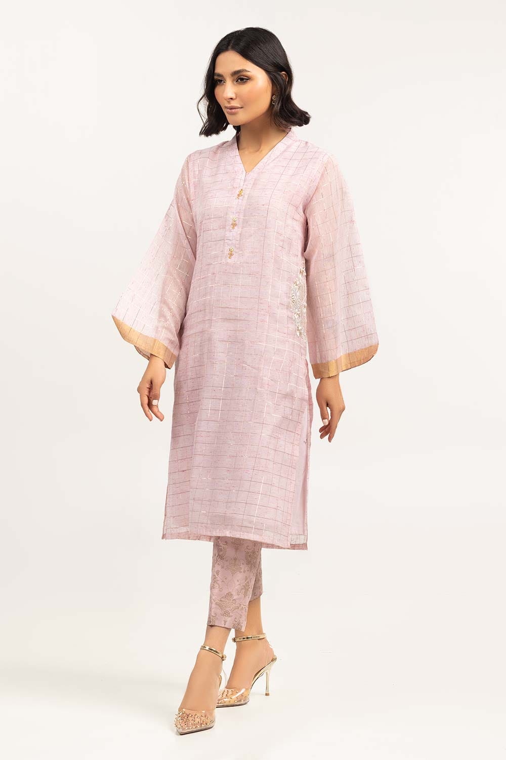 2 Piece Festive Suit Munar Kurta Raw Silk Pants