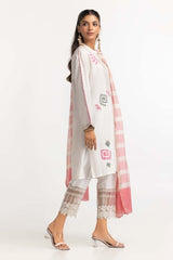 Dyed Screen Print Cotton Net Shirt With Yarn Dyed Dupatta