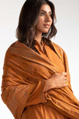 Dyed Acrylic Viscose Shirt With Velvet Jacquard Shawl