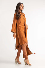 Dyed Acrylic Viscose Shirt With Velvet Jacquard Shawl