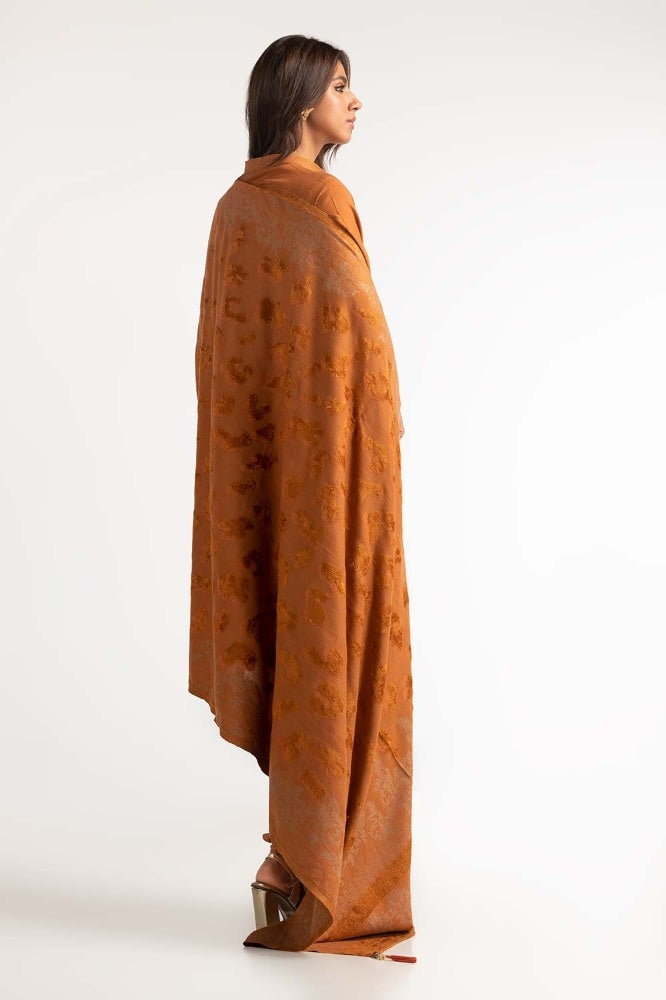 Dyed Acrylic Viscose Shirt With Velvet Jacquard Shawl