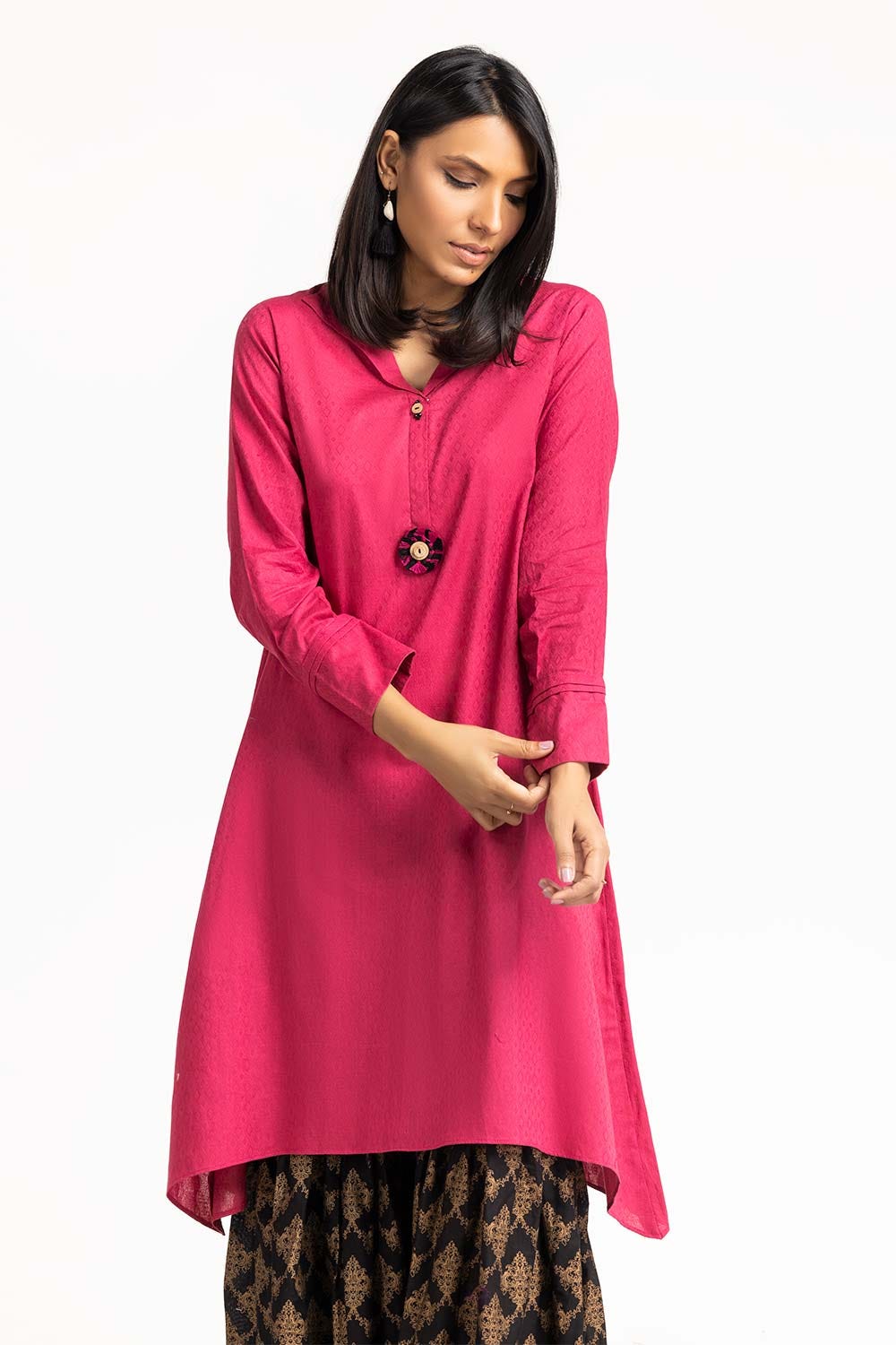 Self Dobby Embellished Shirt