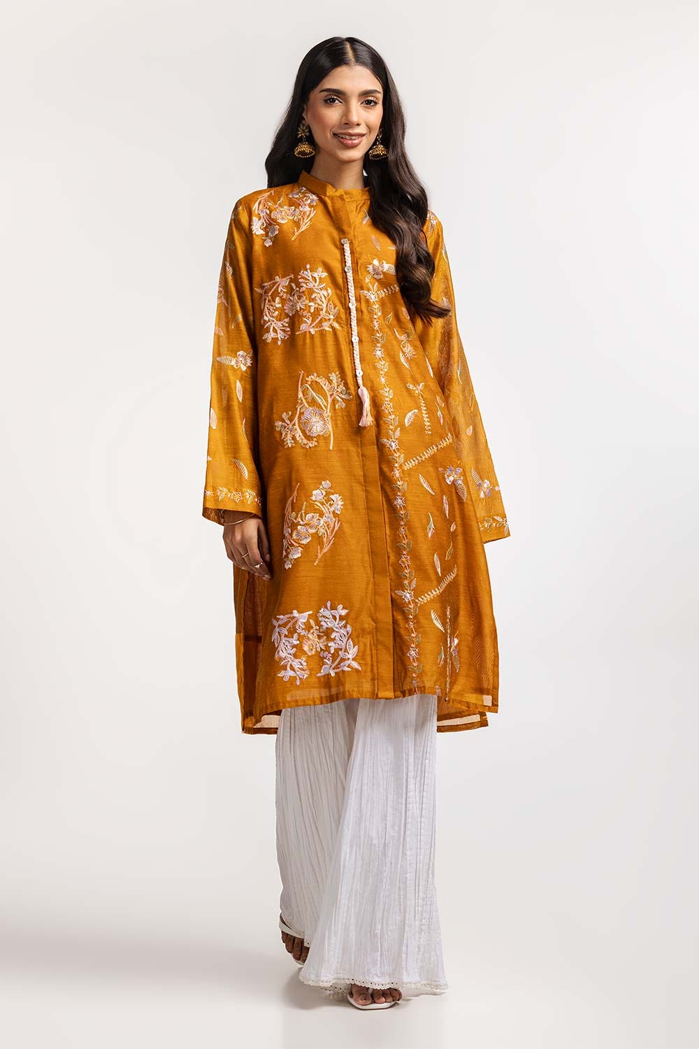 Dyed Cottonsilk Embroidered Shirt