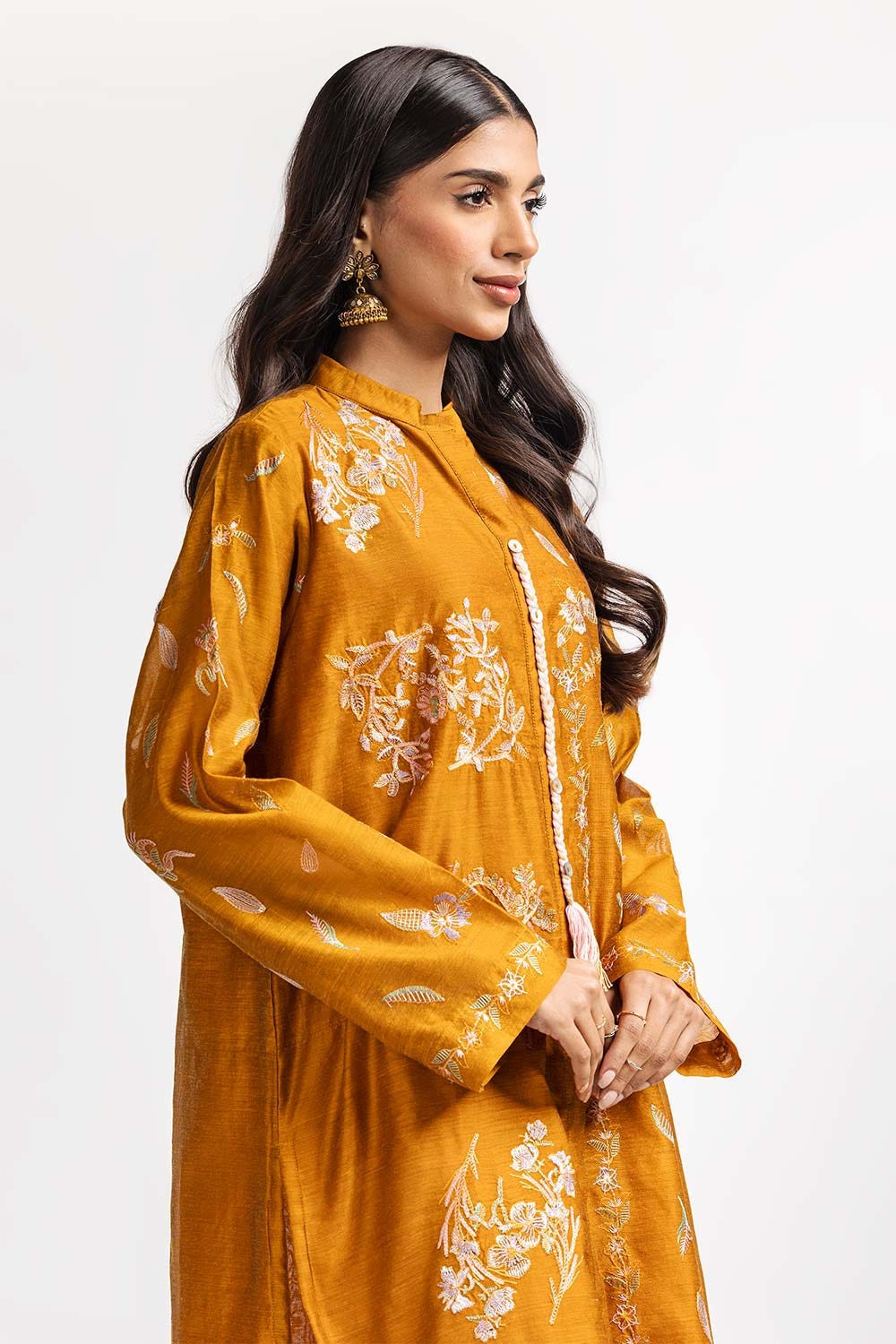 Dyed Cottonsilk Embroidered Shirt