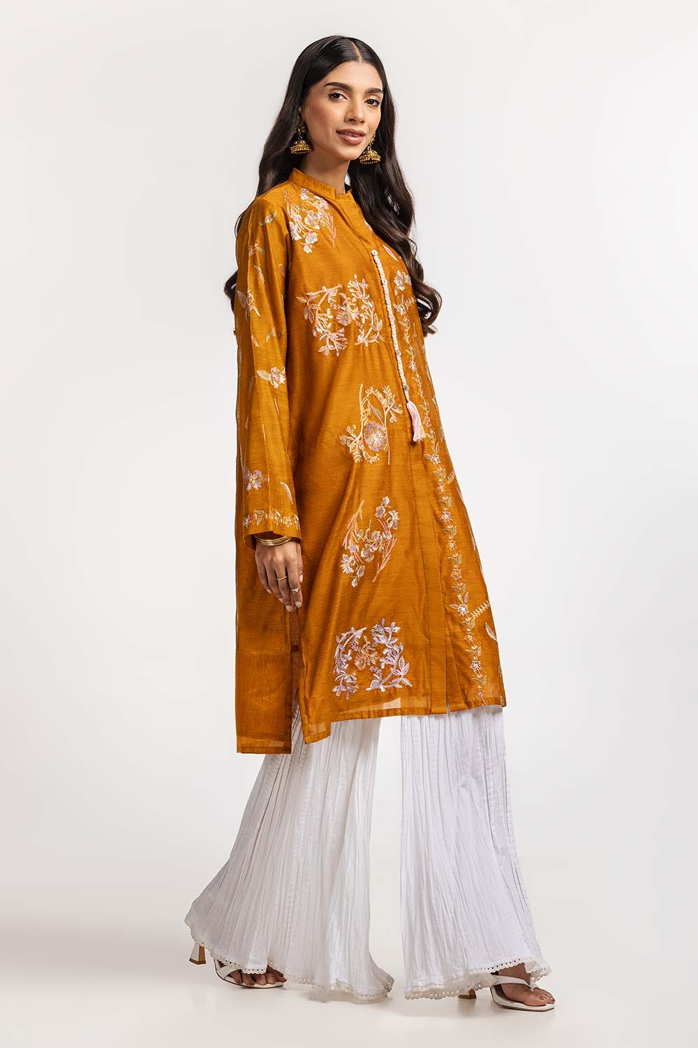 Dyed Cottonsilk Embroidered Shirt
