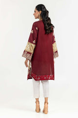 Luxury Pret Dyed Cotton Net Embroided Kurti With Inner