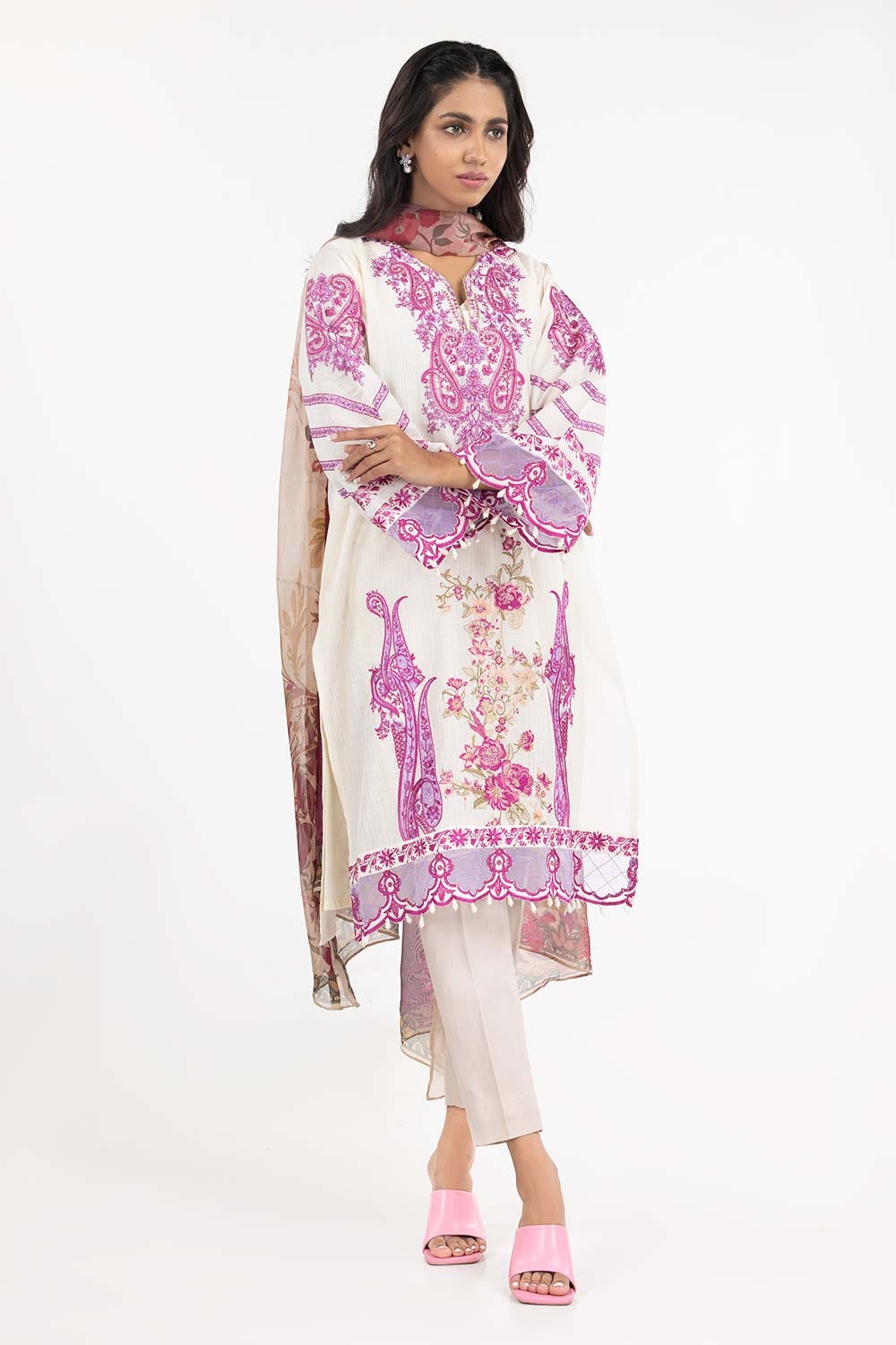 Luxury Pret Dobby Embroidered Shirt Tissue Silk Dupatta