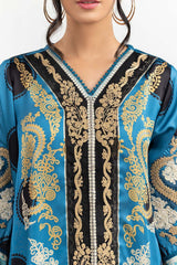 Luxury Pret Printed Poly Satin Embroidered Kurti And Dupatta