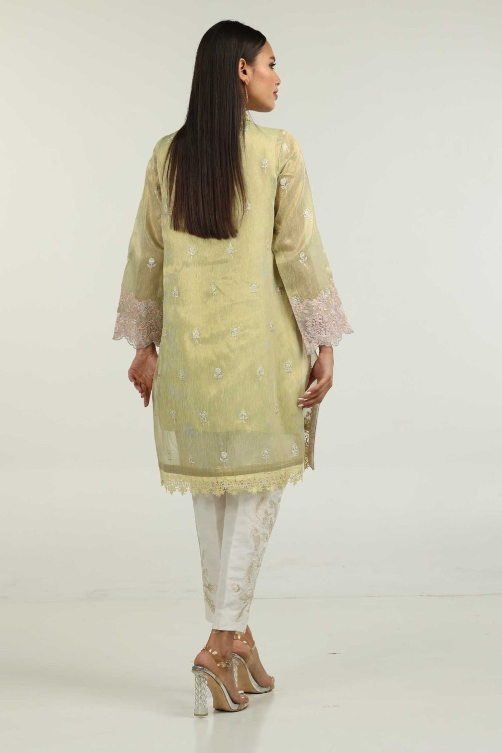 Luxury Pret Cotton Zari Slub Embroidered Shirt