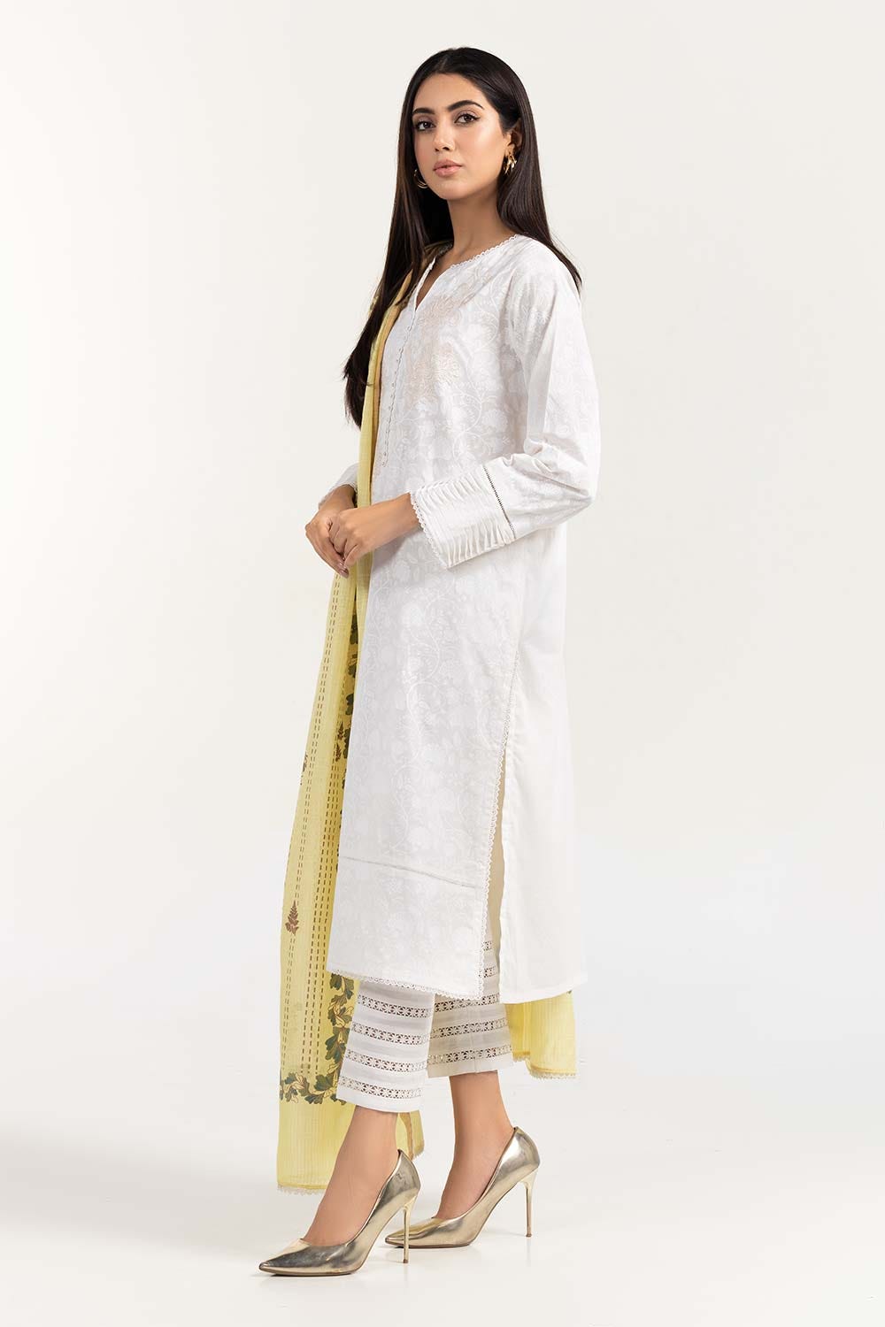 Screen Printed and Embroidered Cambric Shirt With Matching Dupatta