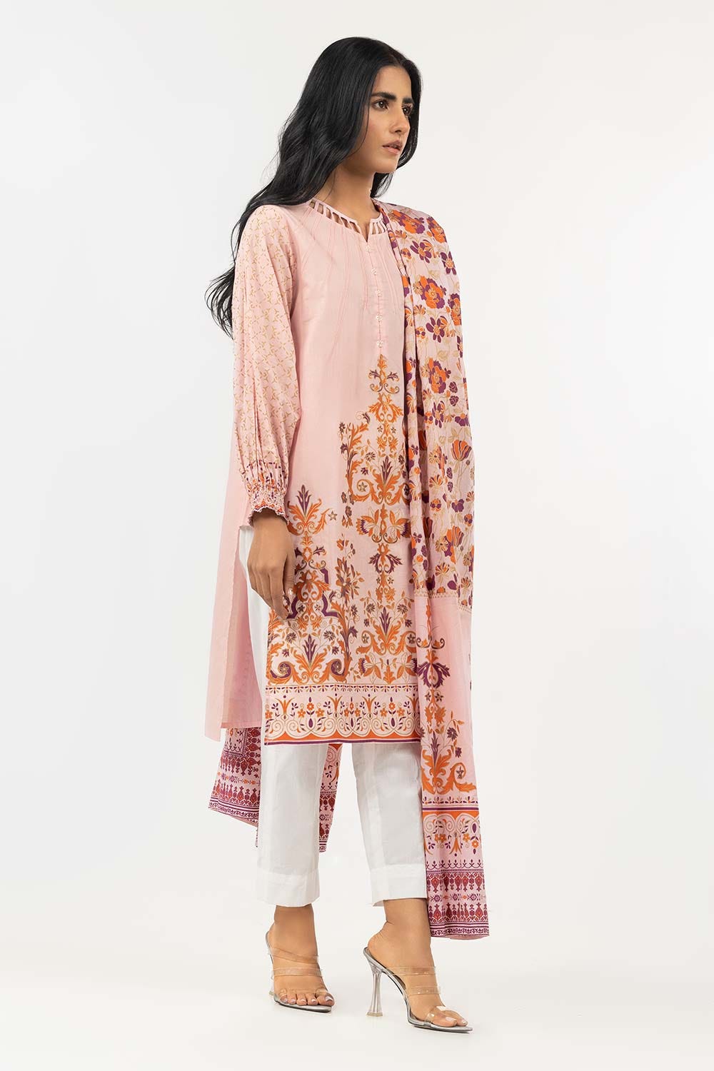 Screen Printed Cambric Shirt with Lawn Dupatta