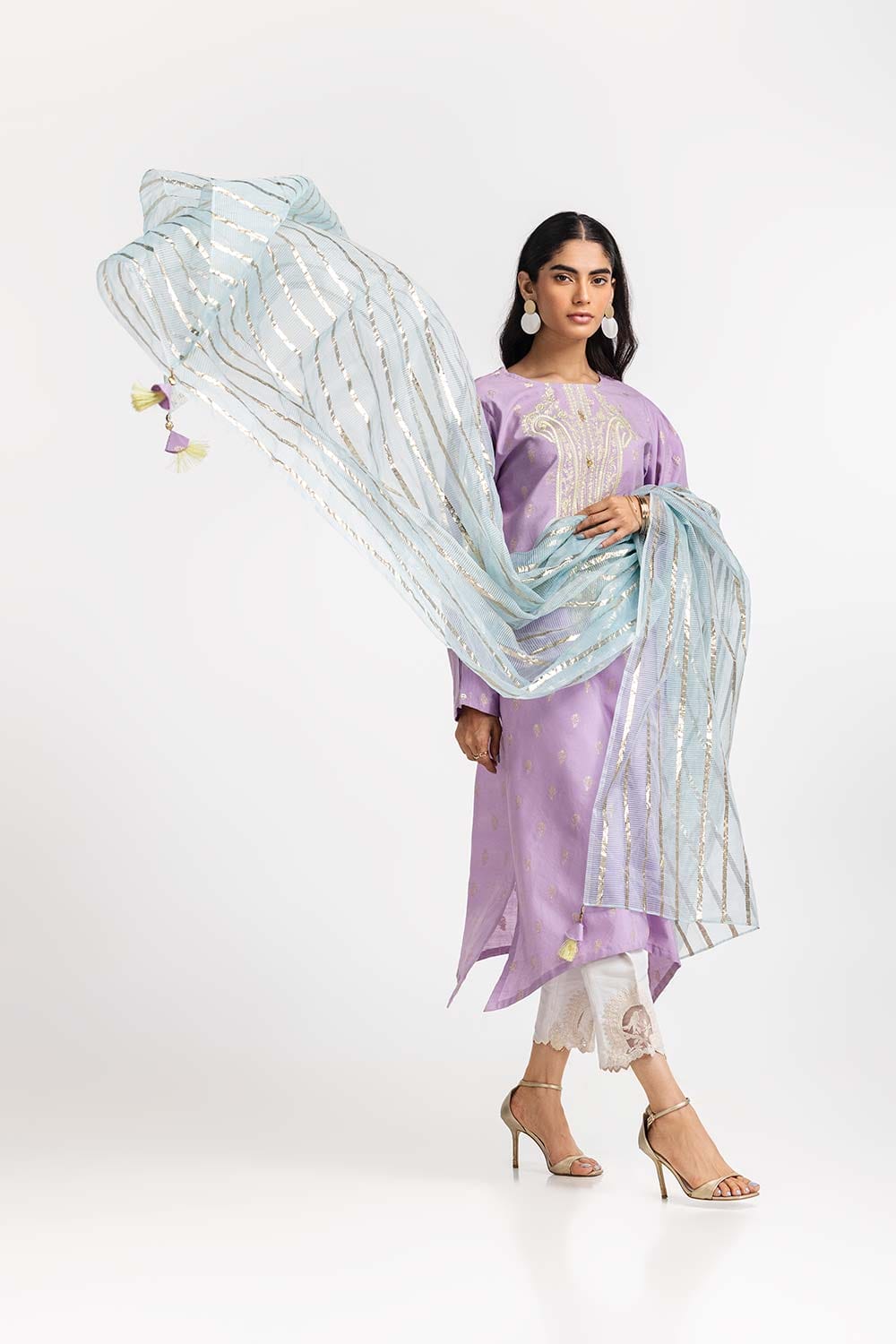 Dyed Jacquard Embroidered Shirt