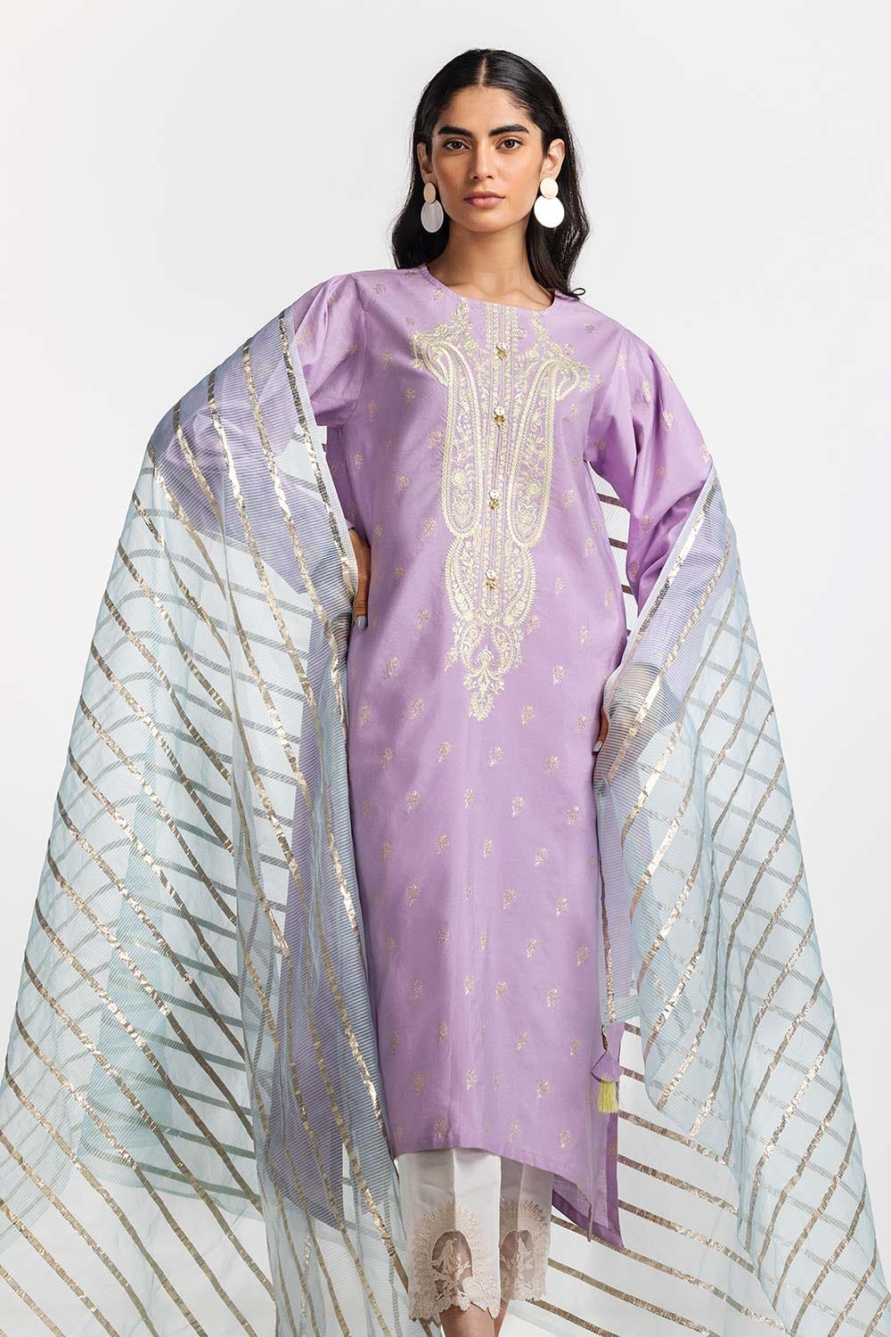 Dyed Jacquard Embroidered Shirt