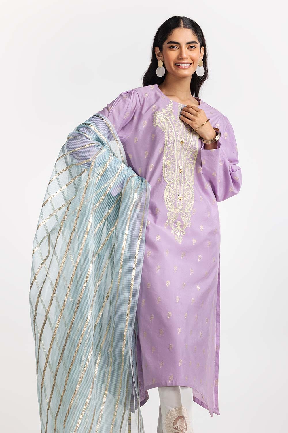 Dyed Jacquard Embroidered Shirt