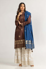 Dyed Jacquard Embellished Shirt With Dupatta
