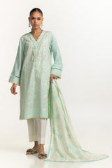 Cambric Embroidered Shirt And Embroidered Dupatta