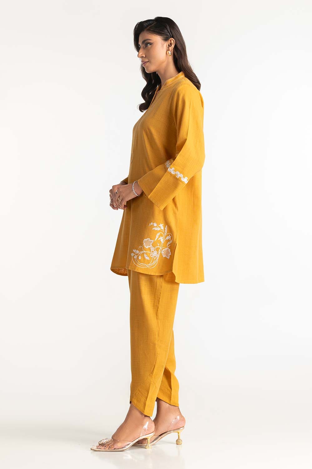 Two-Tone Herringbone Embroidered Shirt And Trouser