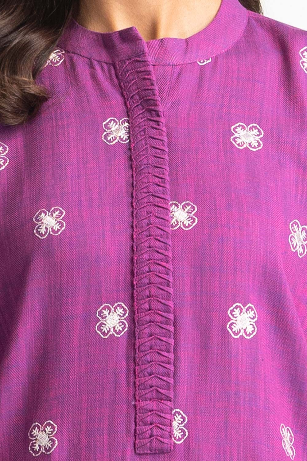 Two-Tone Herringbone Embroidered Shirt And Trouser