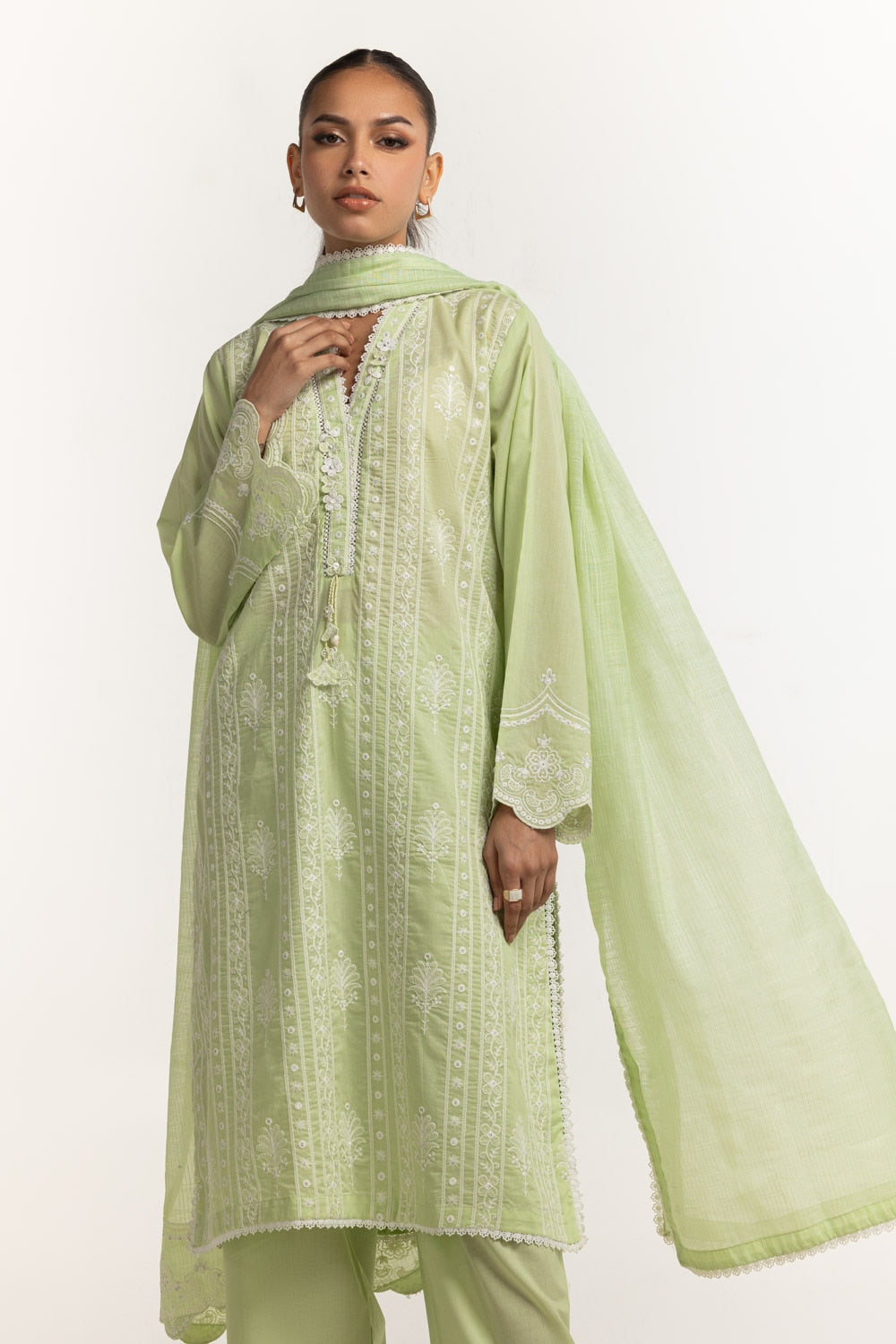 Cambric Embroidered Shirt And Trouser