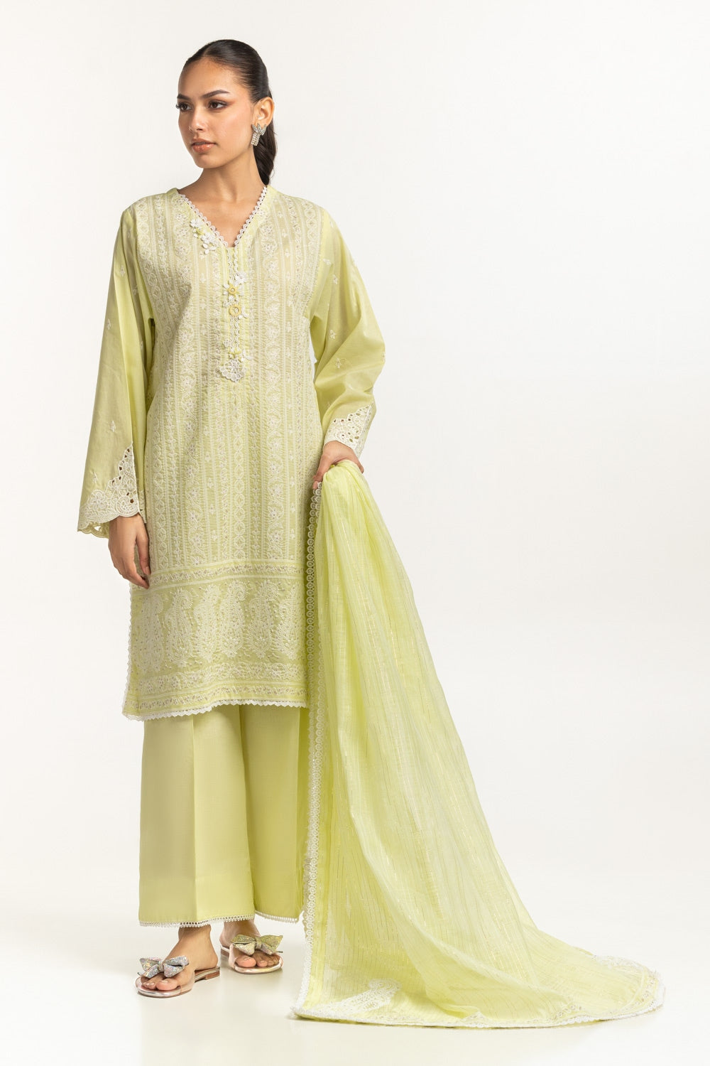 Cambric Embroidered Shirt And Trouser