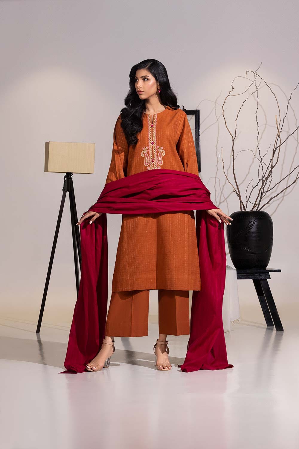 3 Piece Dobby Embroidered Suit