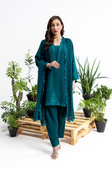 3 Piece Yarn Dyed Embroidered Suit