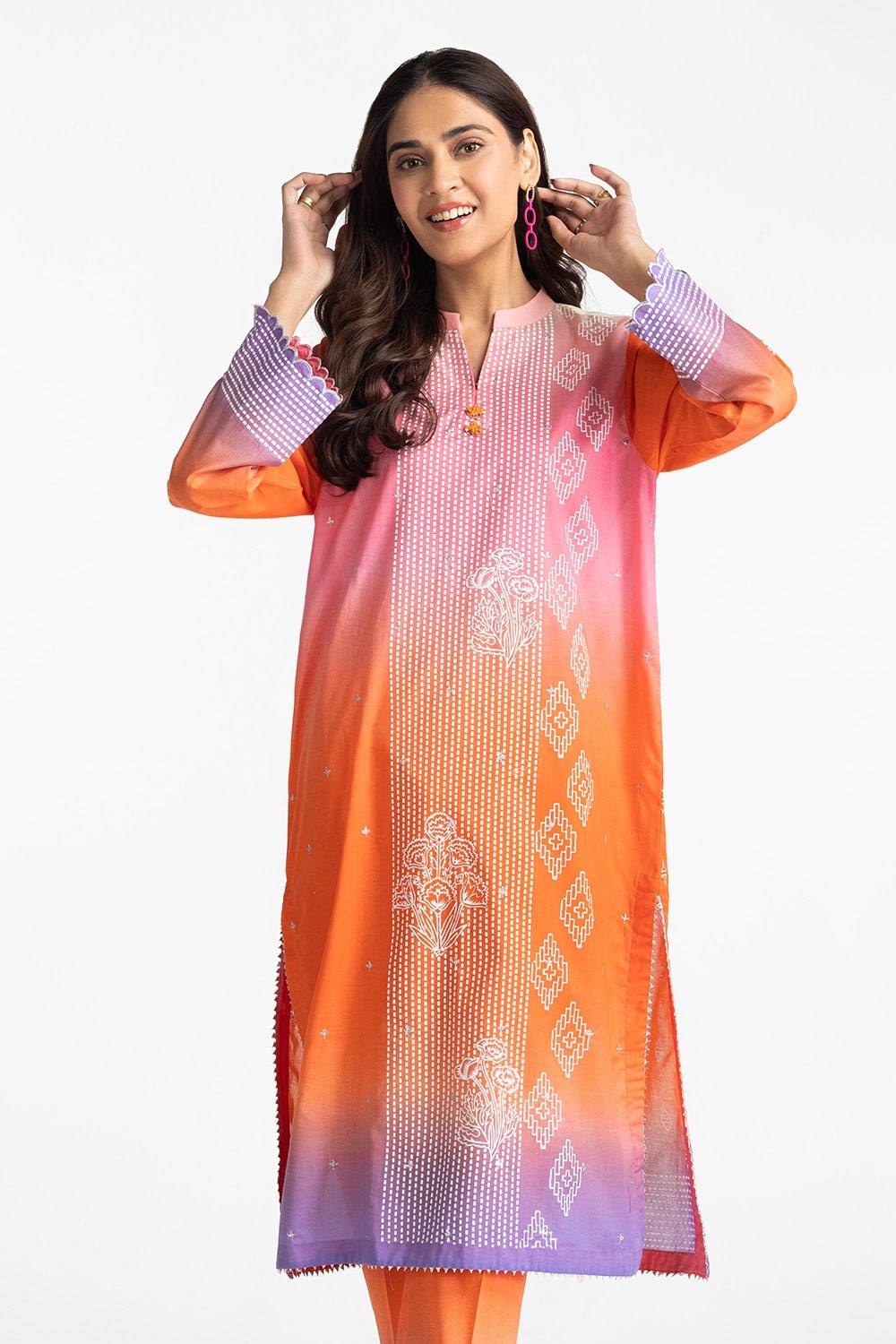 Lawn Lacquer Printed With Embroidered Shirt And Printed Trouser