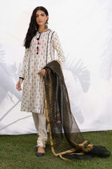 Lawn Screen Printed Shirt & Dyed Cambric Trouser With Jacquard Dupatta