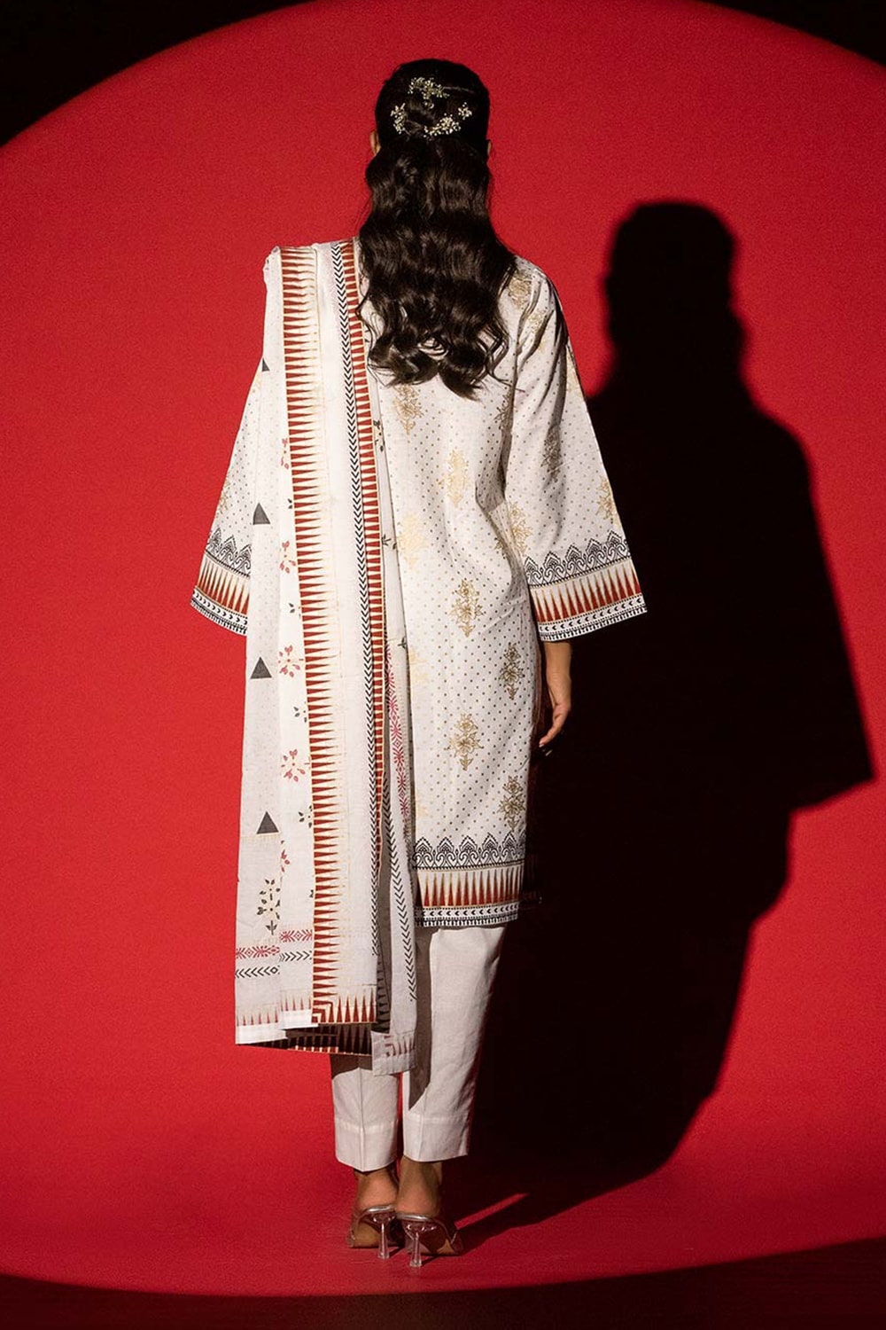 3 Piece Cambric Block Printed Suit
