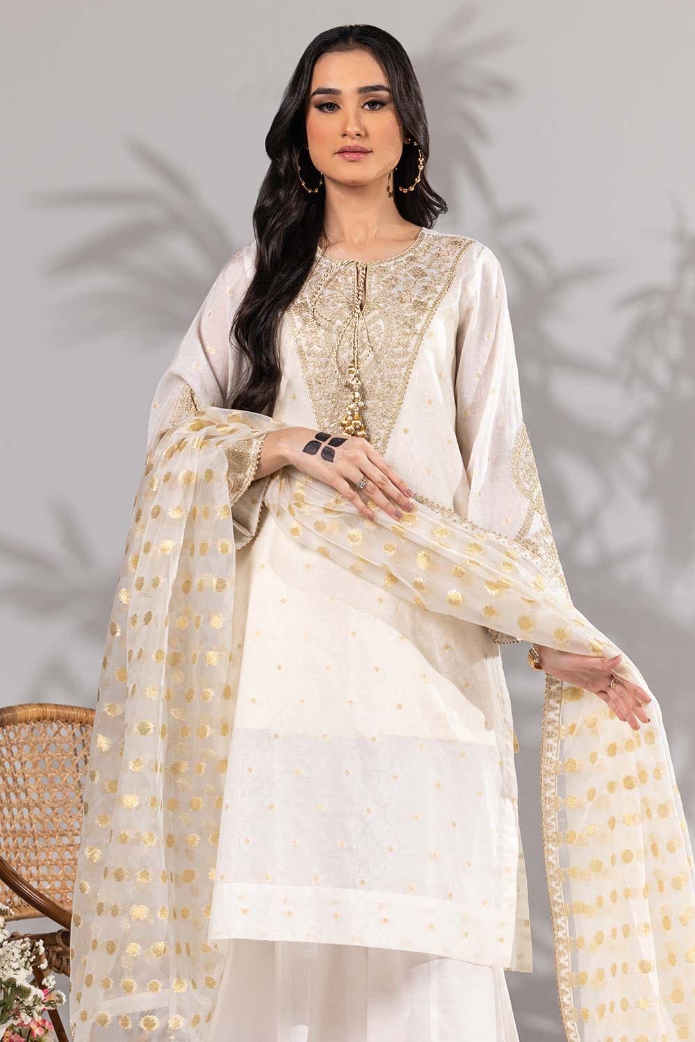 3 Piece Jacquard Embroidered Suit
