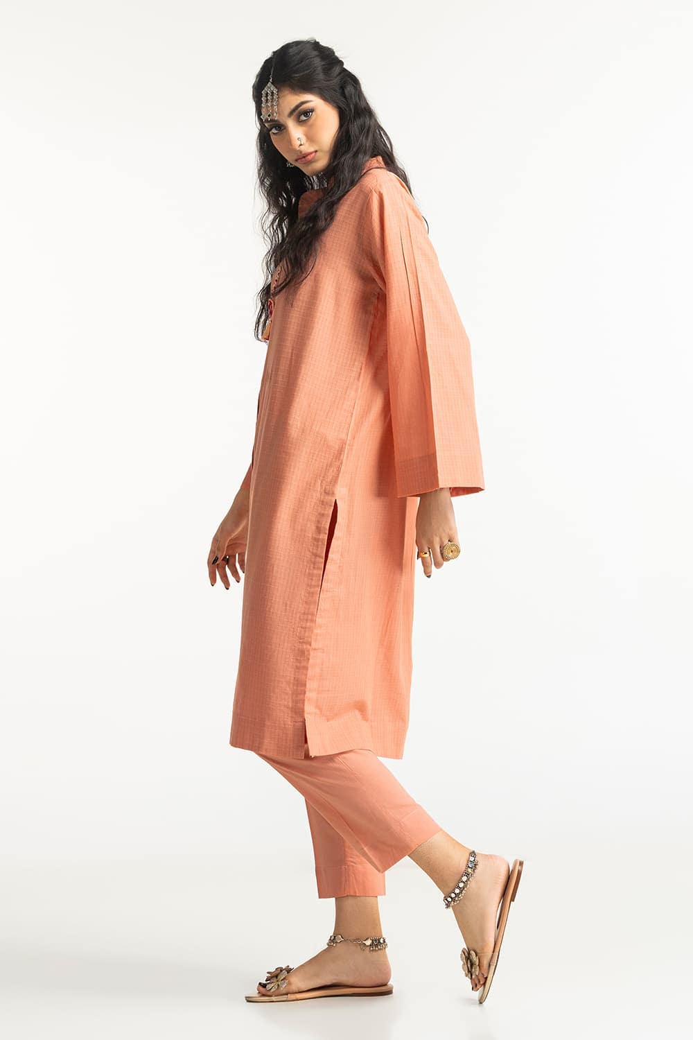 Dobby Dyed Embellished Shirt And Trouser