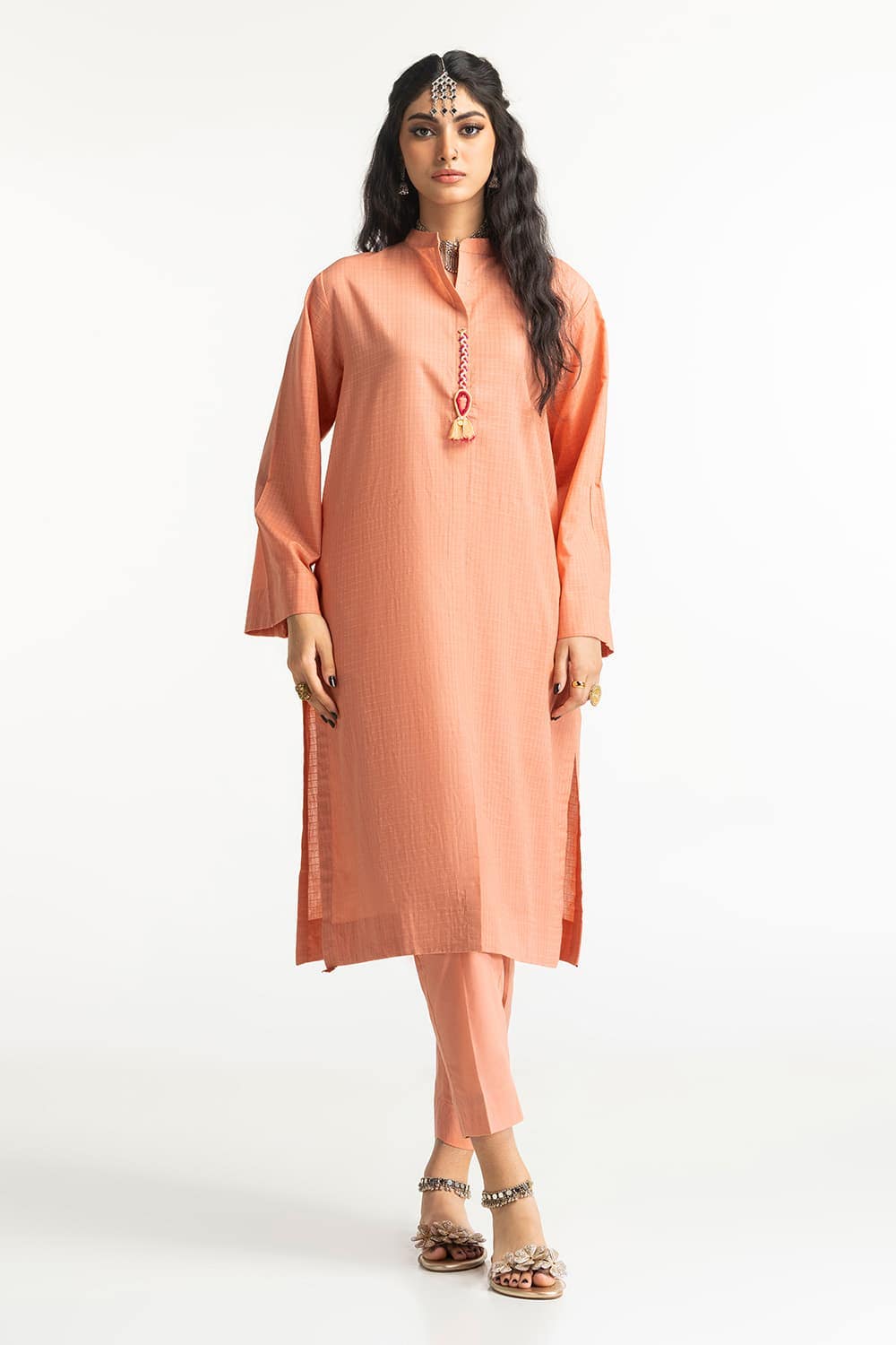Dobby Dyed Embellished Shirt And Trouser