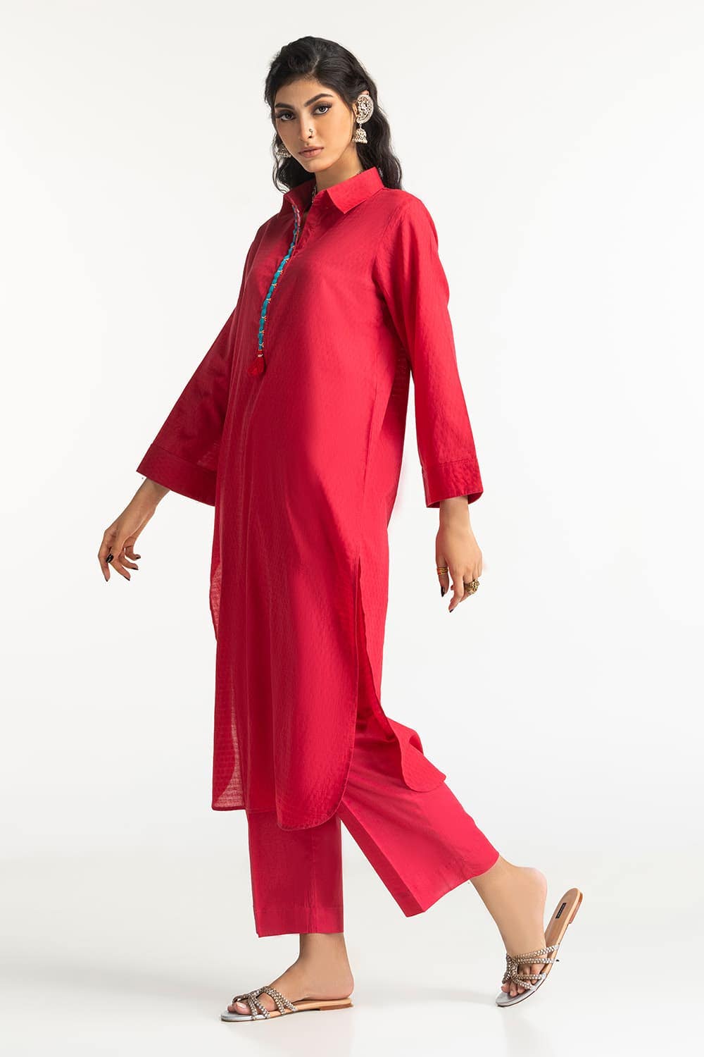 Dobby Dyed Embellished Shirt And Trouser