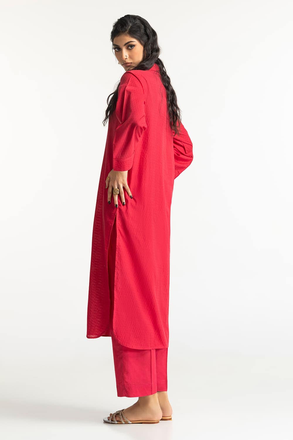 Dobby Dyed Embellished Shirt And Trouser