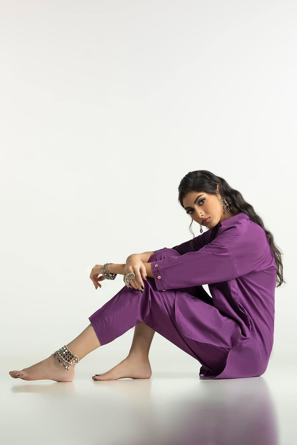 Dobby Dyed Embellished Shirt And Trouser