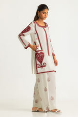 Cambric Printed Co-Ord Set With Embroidered