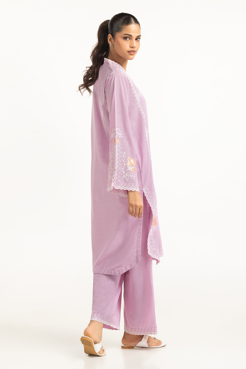 Poly Slub Embroidered Co-Ord Set